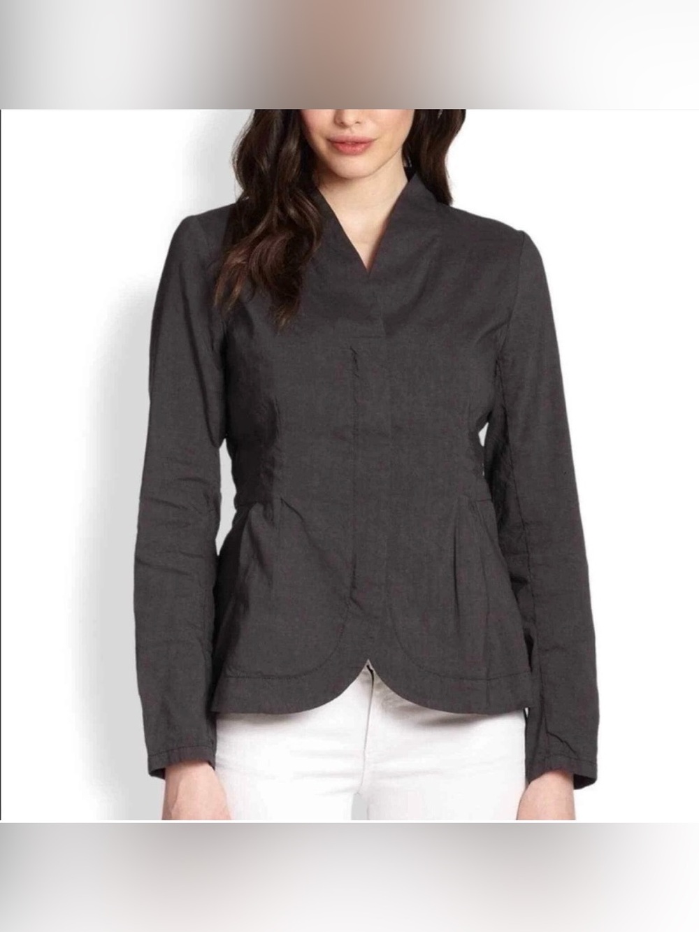 Eileen Fisher Linen Viscose Blend Dark Grey Blazer / Light Jacket